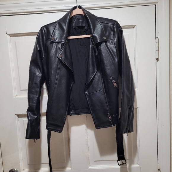 Elodie Faux Leather Moto Jacket Black Size Medium - Picture 1 of 7